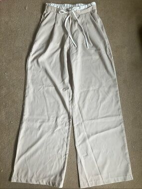 SHEIN Women's Straight Leg Drawstring Pants in Light Beige